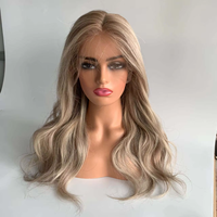 Perruque 100% Cheveux Humains Vierges Remy, Top en Soie Blond Cendré, Cuticules Alignées, Accepte la Personnalisation