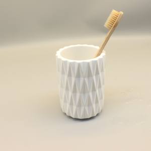 Ensemble de salle de bain moderne en béton avec distributeur et support de <span class=keywords><strong>savon</strong></span> en résine au design élégant pour la maison Accessoire de toilette unique - Product Image 3