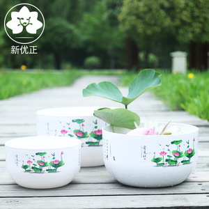 White Resin Flower <b>Pot</b> Set With Lotus Design For Indoor Outdoor Hydroponic Plants Traditional Chinese Style - Product Image 5