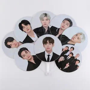 Custom Nieuwe Plastic Transparante Kpop Mini Fans En Leuke Hand Fan Dubbele Side Mini Fan Plastic Kpop Piket