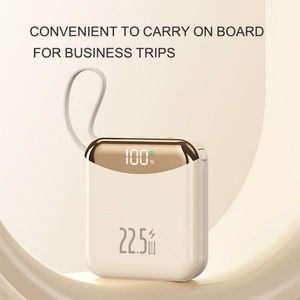 โลโก้สั่งทำได้ 22.5W ชาร์จเร็ว PD หน้าจอ LED ความจุสูง มินิบางเฉียบ พาวเวอร์แบงค์ 10000mah พร้อมสายในตัวสำหรับโทรศัพท์ - Product Image 5