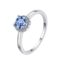 Bague de fiançailles en argent sterling S925 avec moissanite bleue de 0,5 ct de couleur VVS1, certifiée GRA, pour femme, modèle Intellectual Solitaire
