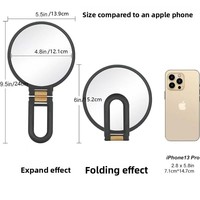Miroir de maquillage pliable double face avec grossissement 10x/1x et cadre en plastique