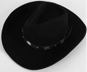 LC0424A ขายส่ง หมวกคาวบอยสไตล์เม็กซิกันแบบใหม่ แฟชั่นคลาสสิก ทำจากผ้าขนสัตว์ 100% สำหรับทั้งชายและหญิง พร้อมสายหนัง - Product Image 2