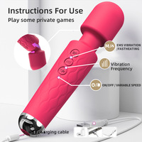 Masseur AV en silicone avec fonction de chauffage et électrostimulation, 20 modes, 8 vitesses, vibrateur, jouets sexuels pour femmes