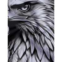 Chemise d'été pour homme à imprimé aigle 3D, manches courtes, col rabattu, décontractée, pour la rue et les vacances, 100 % polyester respirant et à séchage rapide