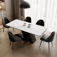 Ensemble de table et de chaises de salle à manger en bois massif de style italien moderne avec pieds en acier inoxydable pour la maison, le salon, la salle à manger