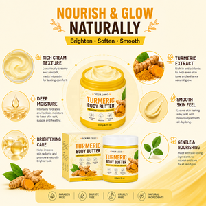 Burro Corpo Naturale Biologico alla Curcuma OEM/ODM per Idratazione, Sbiancamento e Schiarimento del Viso e del Corpo per Donne, Adatto a Tutti i Tipi di Pelle - Product Image 3