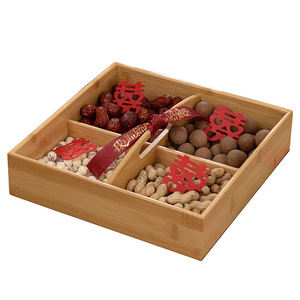 Caja de frutas secas para boda, bandeja de almacenamiento de madera con 4 compartimentos para celebración de compromiso, decoraciones de año nuevo chino - Product Image 4