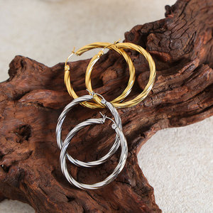 Fashion Wholesale Fine 14k 18k Gold Plated 316L Stainless Steel Gold Light Big <b>Large</b> Exaggerated Earrings for Women - Product Image 6