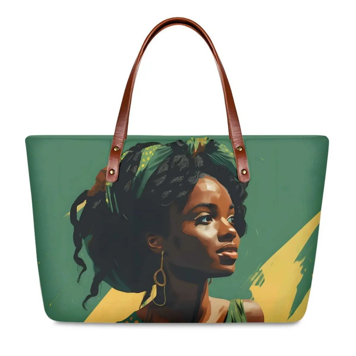 OEM Wholesale Shoulder Bag Beautiful South Africa Black Girl Print Handbags Large Capacity Tote Bags Custom Women Travel Handbag