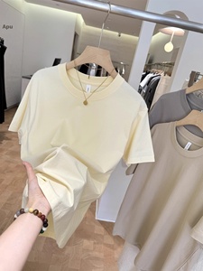 Camiseta de Algodón 100% Elegante y Básica para Parejas, de Manga Corta, Color Sólido, Transpirable, Corte Holgado - Product Image 4