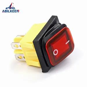 Anheda kcd4 T120 4 pin Rocker chuyển đổi kích thước lớn lớn hiện tại 30A 250VAC T85 Max màu vàng màu xanh lá cây màu đỏ trắng màu xanh đèn CE kcd