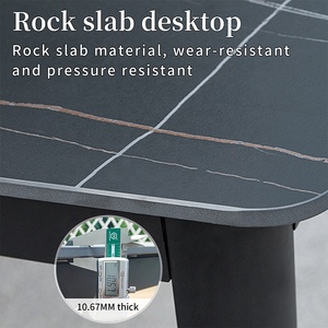 नई संगमरमर की टेबलटॉप आउटडोर डाइनिंग फर्नीचर सेट पैटिको गार्डन सेवेन टेबल और 6 लोगों के लिए कुर्सियां - Product Image 5