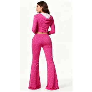 ฤดูใบไม้ร่วง/ฤดูหนาวแฟชั่นสตรีมีฮู้ดพิมพ์ลายเสือดาวเสื้อสเวตเตอร์แขนยาวและกางเกงกีฬาทรงเข้ารูปชุดแฟชั่น 2 ชิ้น - Product Image 4