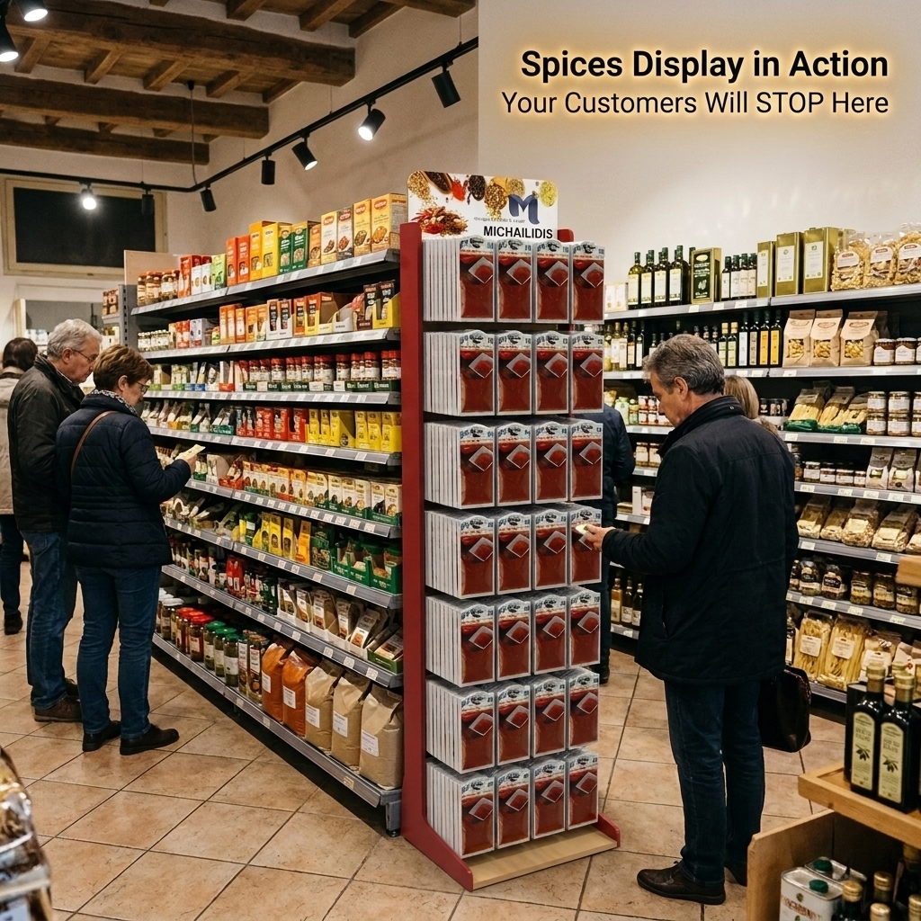 Display Stand with Hooks for Spice Floor Shop Display Racks Store Retail Display for Brand Marketing for Kitchen & Grocery Store — view 2