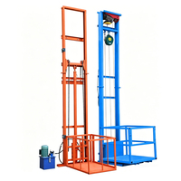 Plateforme élévatrice à double rail de guidage pour charges lourdes 500 kg, élévateur hydraulique robuste avec arrêt d'urgence pour la construction en usine