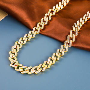 Nuevo Collar y Pulsera de <span class=keywords><strong>Cadena</strong></span> Cubana con Incrustaciones de Diamantes de Aleación de 13 mm de <span class=keywords><strong>Amazon</strong></span>, un Accesorio Urbano Versátil - Product Image 4