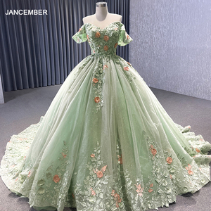 ชุดราตรีออกงานทรงบอลกาวน์ประดับดอกไม้แบบเปิดไหล่ รุ่น Jancember RSM222240B - Product Image 1