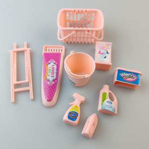 Ensemble de nettoyage pour maison de poupée en plastique pour enfants, jouets de bricolage, ensemble d'outils de nettoyage pour maison de poupée, balai, serpillière, <span class=keywords><strong>aspirateur</strong></span>, jouets pour accessoires de poupée - Product Image 2