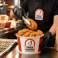 Seau à poulet frit personnalisé en carton blanc, conteneur jetable résistant à l'huile avec revêtement PE
