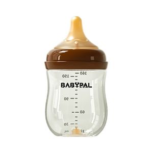 Biberon à large ouverture pour nouveau-né, en verre cristal véritable avec tétine en silicone, modèle BABYPAL Logo One Hundred Eighty-Seven - Product Image 5