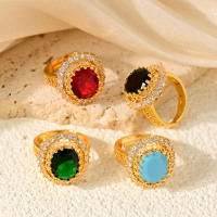 Bague de Cocktail de Luxe pour Femme, Plaqué Or 18K, Style Vintage, Pierre Précieuse Ovale CZ, Style Turc Dubaï Arabe, Bague Tendance, Vente en Gros