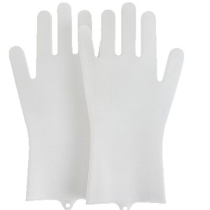 Guantes antideslizantes de silicona de 35,4 Cm, impermeables para cocina, lavavajillas, cuidado de mascotas, uso doméstico, color gris y azul sólido - Product Image 1