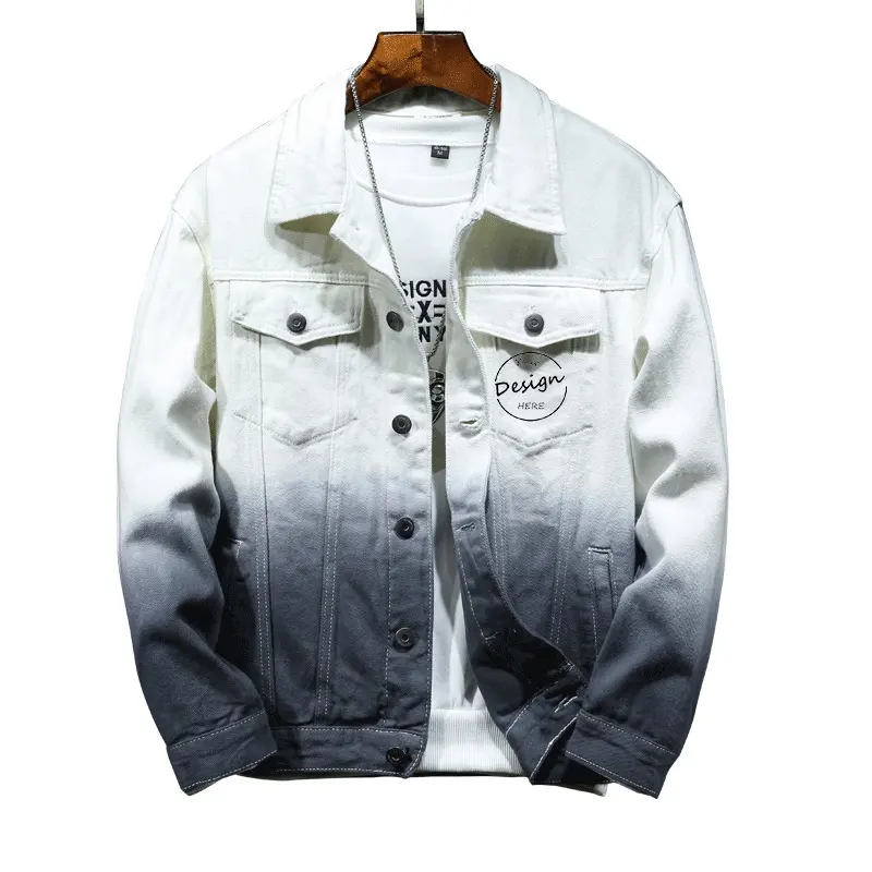 Men's custom Design outwear casual single button cotton plus size jeans white Jackets coats Loose denim jean jacket for men