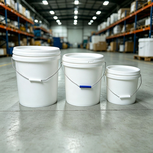 Seau rond en plastique PP PE avec poignée et couvercle, conteneur industriel étanche pour peinture, revêtement imperméable, stockage de liquides - Product Image 1