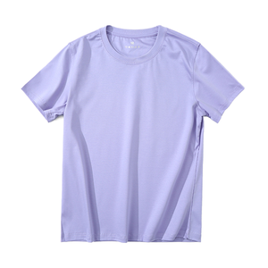 Camiseta de Manga Corta con Cuello Redondo para Mujer, 100% Algodón, Secado Rápido, Transpirable, Ecológica, Tejida, Informal, Lisa, Teñida - Product Image 1