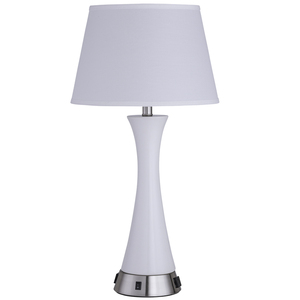 Modern <b>White</b> Linen Lampshade <b>Table</b> Lamp for Home & Hotel Bedroom Electric <b>Bedside</b> Ceramics with <b>White</b> Shade Home Decor - Product Image 4