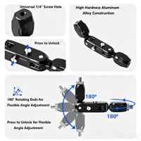 Support de caméra en alliage d'aluminium avec bras articulé, vis 1/4 et 3/8, rotule de montage, bras réglable pour moniteur, support de téléphone, caméra d'action, OEM