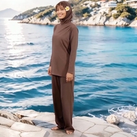 Badkleding Tweedelig Premium Jersey Hijab Bescheiden Islamitisch Zwempak voor Vrouwen Burkini's Gevoerde Hijab Outfit Moslima Set