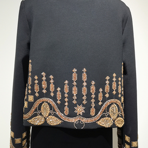 Nouveau Style industrie lourde perlée broderie <span class=keywords><strong>veste</strong></span> bouton unique à manches longues décontracté mode strass manteau femmes - Product Image 5