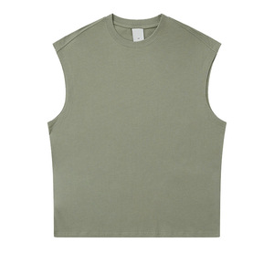 Pure Cotton High Street Sleeveless Vest Top Solid Color Loose Vest T-<b>shirt</b> Breathable Couple T-<b>Shirt</b> <b>Camping</b> Print T-<b>shirt</b> - Product Image 2
