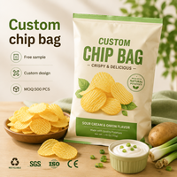 Sac à collation à soufflet latéral imprimé sur mesure pour l'emballage de restauration rapide, sachet de chips de pommes de terre avec design torsadé pour les aliments sucrés