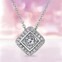 CAOSHI New versilberter Braut schmuck Klassische Kette Frauen Sparkling Princess Cut Diamond Cubic Zircon Anhänger Halskette