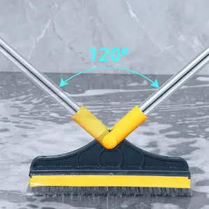 1pc Long Handle Bathroom Cleaning Sponge with Removable Ceramic Tile Brush  - Multi-Functional Floor and Tub Cleaning Tool for Easy and Effective Clean