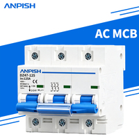 Mini Interruptor Automático de CA de 3 Polos y 125 A, 10 KA, Montaje en Riel DIN, Interruptor de Aire de 400 V, Protección Contra Sobrecarga y Cortocircuitos, MCB Eléctrico Doméstico