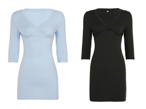 Vestido digital liso de manga corta con cuello en V, estilo elegante y maduro para mujer, corte regular, versátil para el día a día, cintura natural, ajustado al cuerpo. - Product Image 6