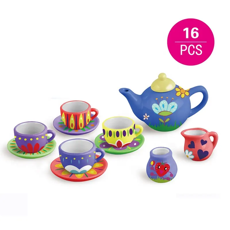 Colorful ceramica materiale fai da te pittura giocattolo set da tè per i bambini