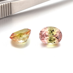 Corindón de zafiro cultivado en laboratorio, forma ovalada bicolor, puesta de sol, naranja, amarillo, cambio de Color, gemas de piedras preciosas sueltas, piedras preciosas sintéticas - Product Image 4