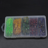 Boîte à cinq compartiments, 30 leurres souples en PVC cinq couleurs, imitation crevettes et écrevisses, 7,5 cm, 5,5 g, leurres souples pour la pêche