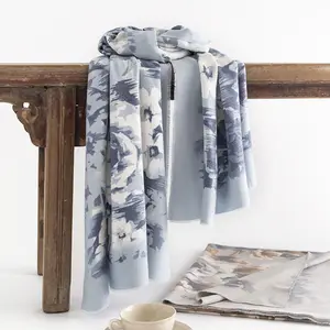 Ethnic style rose printed scarf 2023 autumn winter cashmere-like scarf artistic retro shawl warm scarf