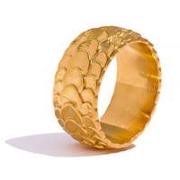 JINYOU Vintage breite Metall waage Edelstahl Gold Farbe wasserdichter Charm Ring für Frauen Statement Modeschmuck Neu