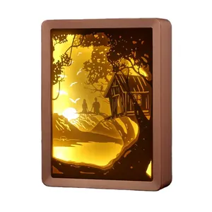 2020 Novos Produtos Papel Shadow Box Frame Diorama Colorido Plástico Led Light Frame para Sala de Estar