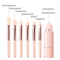 Nouvel ensemble de pinceaux de maquillage télescopiques portables écologiques carrés huit-en-un, crayon à sourcils, mini-pinceaux doux – Vente chaude