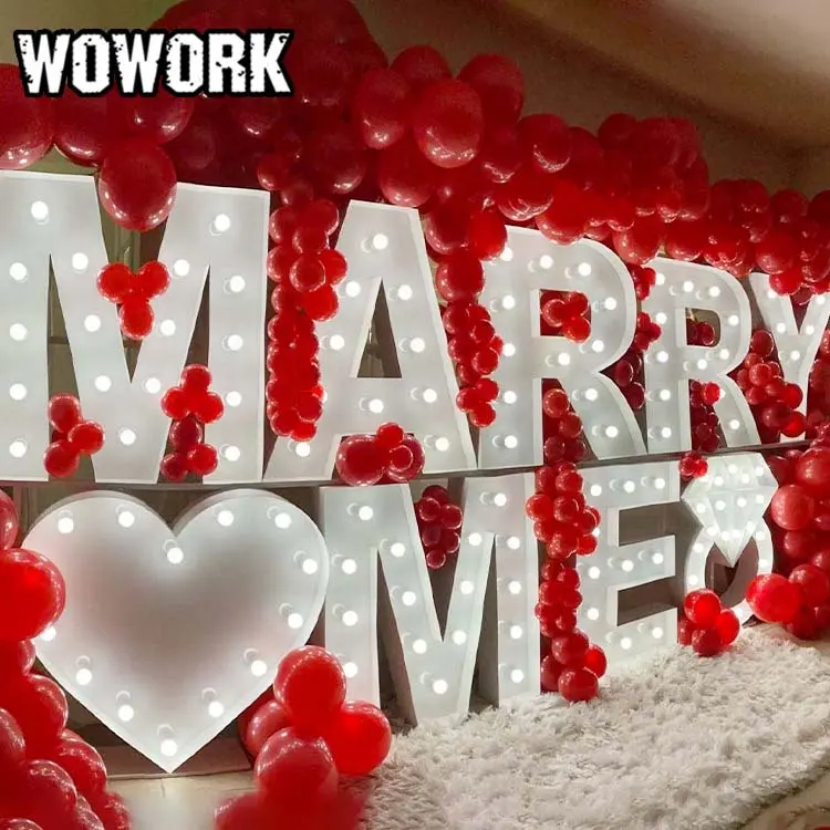 2022 WOWORK custom LED big light up letters 4ft marquee letter lights wedding decorations for props event rental party backdrop