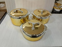 Ensemble de 3 chauffe-plats de style royal 1,5L, 2L, 2,5L – Corps robuste isolé, marmite thermique, ensemble cadeau de luxe